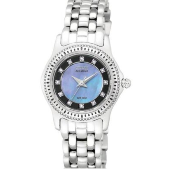 Citizen Silver Diamond Marble Dial Watch!